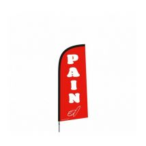 Interface Plv - Drapeau publicitaire pain de dimensions 225 x 85 cm avec mât