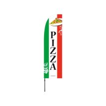 Interface Plv - Drapeau publicitaire 'pizza' de dimensions 263 x 75 cm avec mât