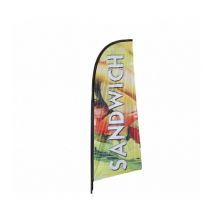 Interface Plv - Drapeau publicitaire sandwich de dimensions 225 x 85 cm avec mât