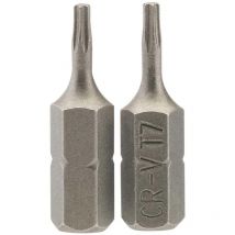 25TX/2/B T7 1/4in 25mm Long Hex tx-star Insert Bit 2Pk - Draper