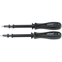 Set di 2 Cacciaviti a Taglio – Acciaio SVCM – Finitura Cromata Satinata – Maniglie in Plastica Nera – Draper