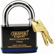 Draper Expert - 70mm Heavy Duty Padlock and 2 Keys with Super Tough Molybdenum Steel Shackle (64195)