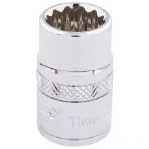 D-mm/b 3/8in Square Drive Hi-Torq 12 Point Socket 11mm - Draper