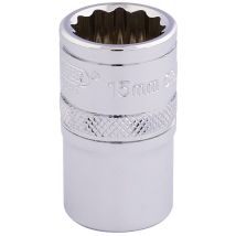 H-mm/b 1/2in Square Drive Hi-Torq 12 Point Socket 15mm - Draper
