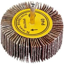 PTAFW80 Abrasive Flap Wheel 80mm x 30mm 40 Grit - Draper