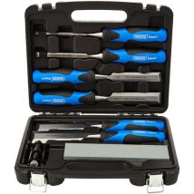 Tools Set di Scalpelli per Legno 88605 - 6 Scalpelli, Pietra e Guida per Affilatura - Draper