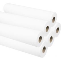 Dstock60 - Lot de 6 bobines de draps d'examens médicaux lisses - 60 x 35 cm - 135 formats prédécoupés. 100% pure ouate de cellulose
