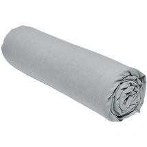 Drap housse 100% coton 57 fils 160x200 cm bonnet 23 cm Gris Acier