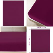 Draps-housses Jersey 2 pcs Bordeaux 140x200 cm Coton - drap-housse en jersey - draps-housses en jersey - Home & Living
