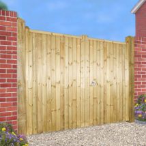 Cannock Gates - Drayton Square Top Tall Double Driveway Gate - Pressure Treated Scandinavian Redwood - W3300 x H1800 mm