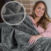 Dreamcatcher - Faux Fur Throw 160x130cm Soft Blanket Throw Dark Grey