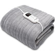 Dreamcatcher Electric Heated Throw Blanket 160x120cm Luxury Soft Fleece Blanket - Light Grey