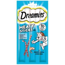 Dreamies Meaty Sticks Lot De 5 Paquets De 6 Friandises Pour Chat Avec Saumon Récompense Pour Pattes De Velours Ludiques 5 X 30 G