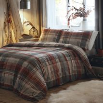 Dreams&drapes - Connolly - Set Copripiumino In 100% Cotone Spazzolato, Colore Rosso, Misura Matrimoniale