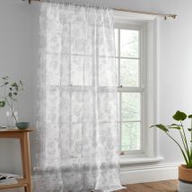 Marinelli Floral Print Slot Top Voile Curtain Panel, Grey, 55 x 48 Inch - Dreams&drapes