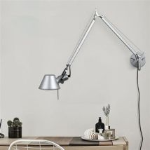 Drehbare Wandleuchte Mit Langem Arm, Schreibtischlampe, E27-fassung, Leselampe Fürs Schlafzimmer (leuchtmittel Nicht Enthalten)