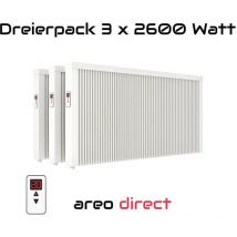 Evarmo - Elektroheizung Dreierpack 3x 2600 Watt Flächenspeicherheizung areo direct - simples Thermostat - Appsteuerung ohne Zusatzhardware möglich von