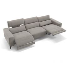 Sofanella - Stoff 3-Sitzer xxl teramo Hellgrau m: 300 Breite x 101 Tiefe Füße: Schwarz - Hellgrau
