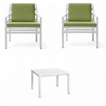 Dreiteilige Fiberglas-Lounge ' Nardi Aria' für Garten und Veranda -Weiss-Lime