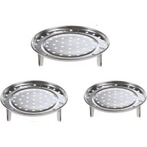 Dreiteiliges Set Runder Edelstahl-dampfgareinsätze Mit Abnehmbaren Füßen Zum Dämpfen Von Speisen Ein Praktisches Und Gesundes Küchenaccessoire.