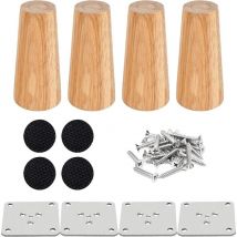 Drenky 4er-Set Möbelbeine aus Holz, Bettbein, 12 cm, gerades Couchtischbein, Küchenmöbelbeine, Walnuss-Finish, mit Installationszubehör für Sessel,