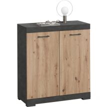 Dresser with 2 Doors 80x34.9x89.9 cm Grey and Artisan Oak fmd