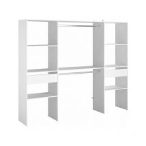 Ekipa - Kit dressing artic - Décor Blanc - 2 colonnes + 2 penderies + 2 tiroirs - l 220 x p 40 x h 180 cm