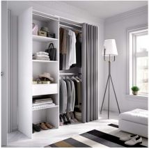 Dressing avec rideau et tiroir istar - Blanc