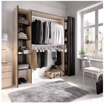 Dressing avec rideaux bastet - Graphite / Naturel