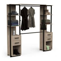 Dressing avec tiroirs style industriel eban - Chêne Kronberg