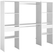 Dressing 2 colonnes avec 2 tiroirs + 2 penderies - Décor Blanc - l 220 x p 40 x h 180 cm - artic - Ekipa