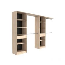 Dressing extensible - 2 colonnes avec 2 tiroirs et 10 étageres + 4 penderies - Décor chene - l 320 x p 40 x h 200 cm - d - Ekipa