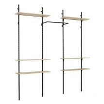 Sodiake - Meuble dressing bibliotheque modulable au design industriel avec 6 etageres reglables l80cm avec 1 barre penderie