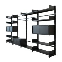 Sodiake - Mobilier de rangement autoportant et sans fixation en metal couleur noir robuste pour buanderie et garage avec 10 tablettes reglables l90cm