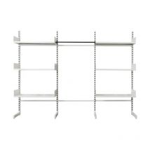 Mobilier de rangement autoportant et sans fixation en metal couleur blanc robuste pour buanderie et garage avec 6 tablettes reglables l90cm et 1