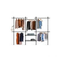 Idmarket - Dressing penderie télescopique extensible eliot 209/305 cm 5 penderies + 2 paniers en métal noir