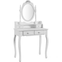 Dressing Table 2 Drawer Diamond Design Handles Furniture Vanity Makeup Desk - White