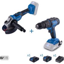 Scheppach - Drill and grinder 20V with 2 batteries and charger ixes .