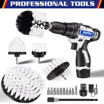 Drill Brush Tool Power Scrubber Drill Attachments For Carpet Tile Grout Cleaning 2xBattery