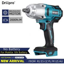 Drillpro 2000N.M Bürstenloser Akku-Schlagschrauber für Makita 18V Akku, Blau