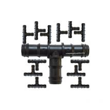 Lot de 50 Tee cannelé 16 mm pour tuyau goutte à goutte Liaison pour l'union de tuyaux, noir