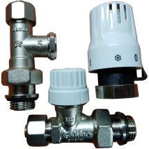 Calido - Droit Ensemble Vannes Thermostatiques Laiton Radiateur 1/2 Inch x pex 16mm