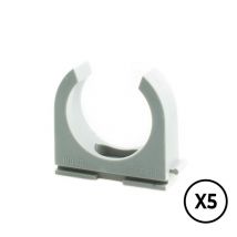 Famatel – Druckbügel links ø 16 mm – 5 Stück – grau – robuste Halterung für Hart-PVC-Rohre