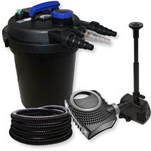 Wiltec Komplettset: CPF-180 Teichdruckfilter bis 6000 L mit 11 Watt UV-C Teichklärer, NEO8000 SuperEco Teichpumpe 8000l/h 70W, 25m Teichschlauch 25