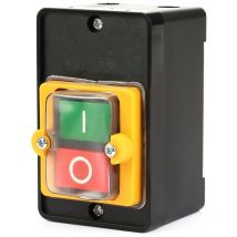 Drucktastenschalter, AC220V/380V 10A einphasiger/dreiphasiger wasserdichter Leistungssteuerknopfschalter, Ein/Aus-Steuerknopf mit Gehäuse,