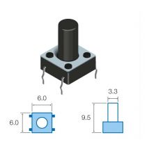Drucktaster Touch Button 6x6mm Gesamttastenhöhe 9,5mm TACT-69K-F