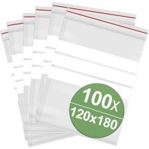 Druckverschlussbeutel mit Beschriftungsstreifen (b x h) 120 mm x 180 mm Transparent Polyethylen