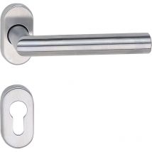 Marchesi - Drückergarnitur Riga - Türklinke auf ovaler Rosette pz, Edelstahl matt