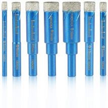Jusch - dry diamond hole saw drills 5/6/8/10/12/14/16 mm, wax cooled, for the hardest glass, porcelain, tiles, ceramics, granite and marble