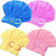 Héloise - Dry Hair Hat 4 Pieces Dry Hair Cap Hair Towel Hair Drying Towels Microfiber Hair Quick Drying Hair Towel Shower Cap Shower Cap Heating Cap
